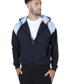 Mens Shoulder Contrast Zip Hoodie