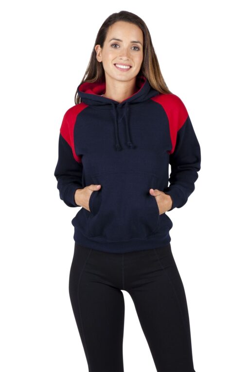 Ladies Juniors Shoulder Contrast Panel Hoodie