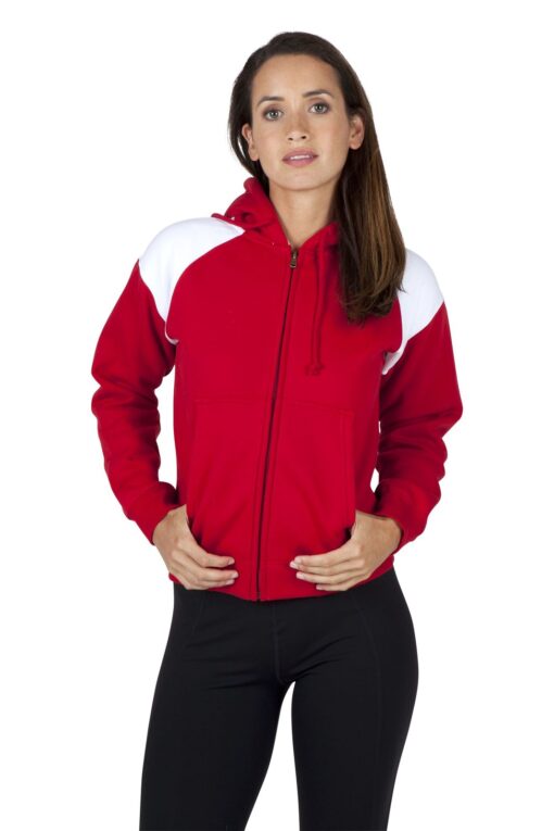 Ladies Juniors Shoulder Contrast Zip Hoodie