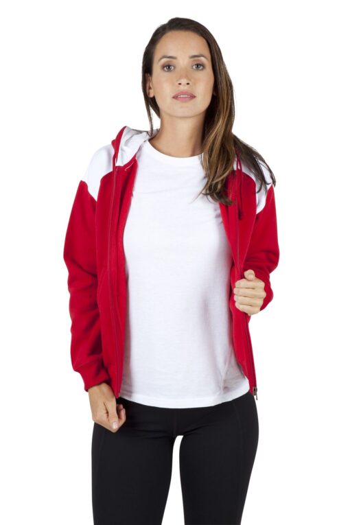 Ladies Juniors Shoulder Contrast Zip Hoodie