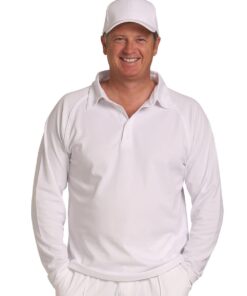 Mens Mesh Long Sleeve Cricket Polo