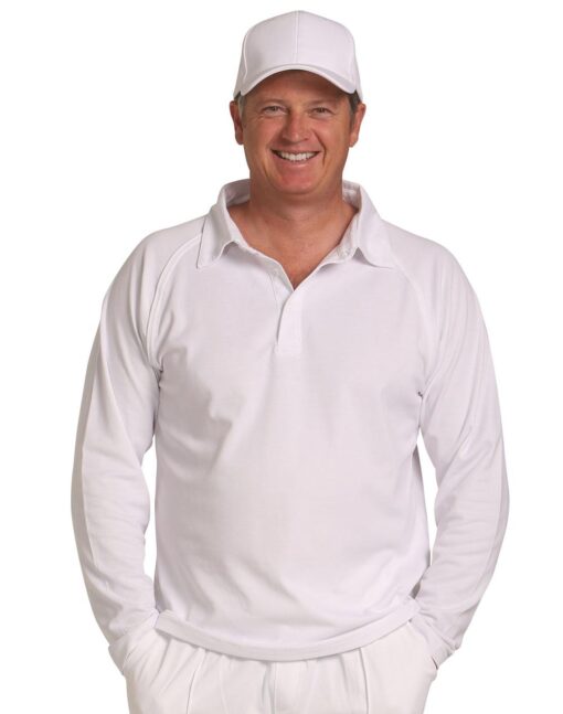 Mens Mesh Long Sleeve Cricket Polo