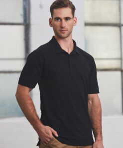 Men's LONGBEACH Cotton Pique Knit Short Sleeve Polo