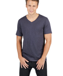 Mens Raw Cotton Wave V Neck Tee