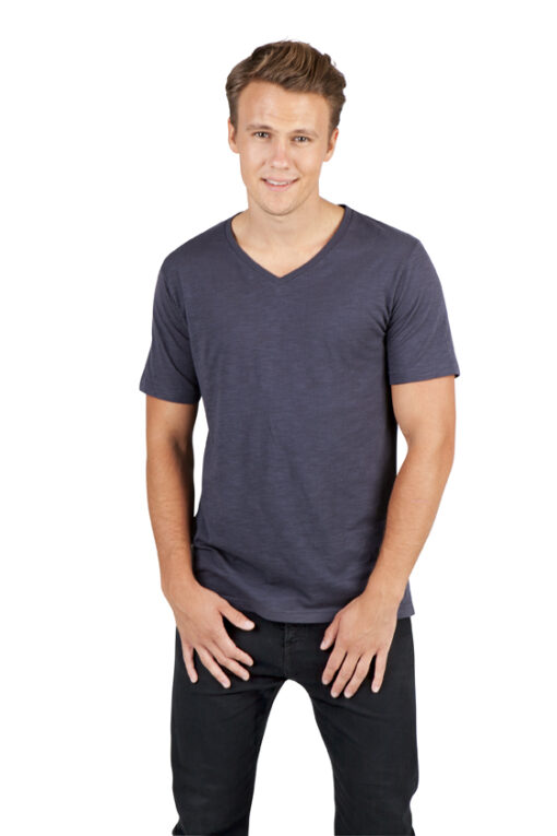 Mens Raw Cotton Wave V Neck Tee