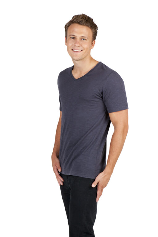 Mens Raw Cotton Wave V Neck Tee