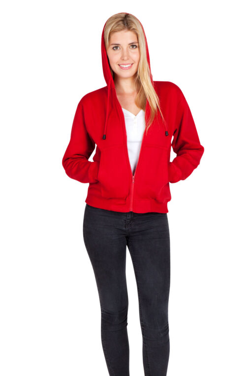 Ladies Juniors kangaroo pocket Zip Hoodies