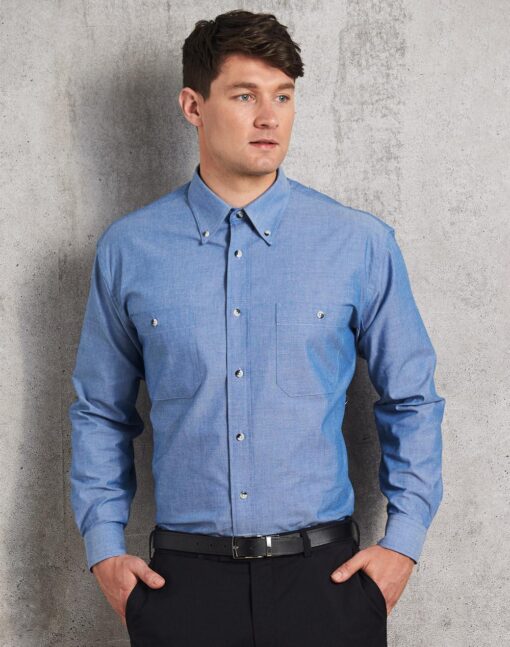 Mens w/f chambray shirt L/S