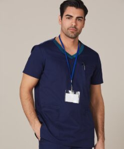 Men's Contrast Colour S/S Scrub Top