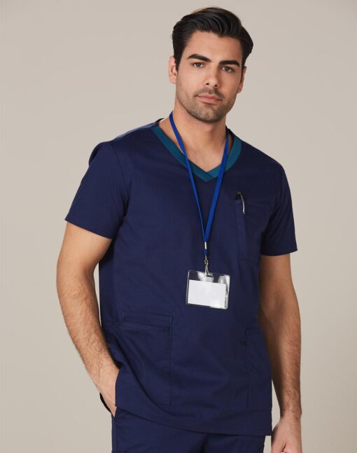 Men's Contrast Colour S/S Scrub Top