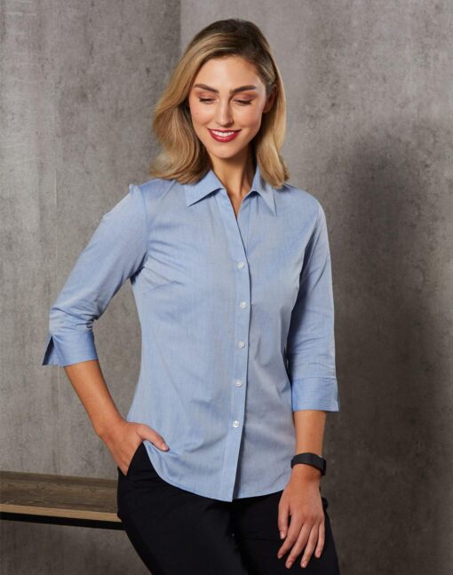 Women's Fine Chambray 3/4 Sleeve Shirt