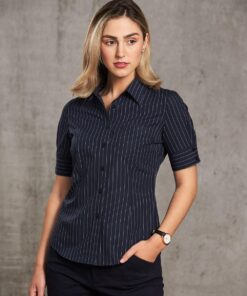 Women's Pin Stripe Short Sleeve Shirt