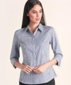 Ladies' Two Tone Check 3/4 Sleeve Shirt