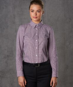 Ladies' Two Tone Mini Check L/S Shirt