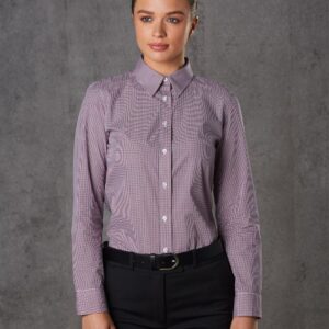 Ladies' Two Tone Mini Check L/S Shirt