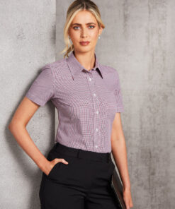 Ladies' Two Tone Mini Check S/S Shirt