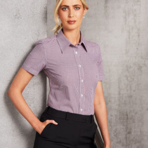 Ladies' Two Tone Mini Check S/S Shirt