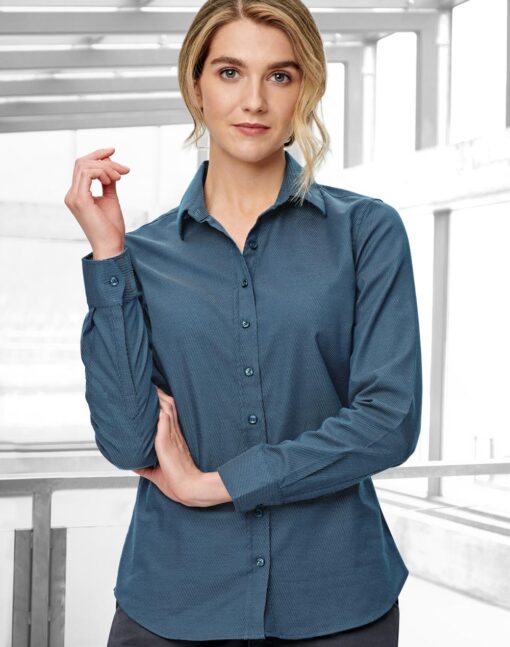 Ladies' Pin Dot Stretch L/S Shirt