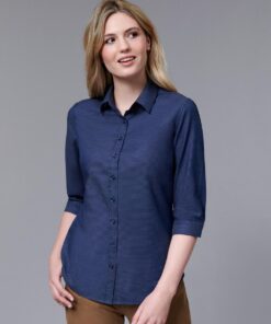 Ladies' Pin Dot Stretch 3/4 Sleeve Shirt