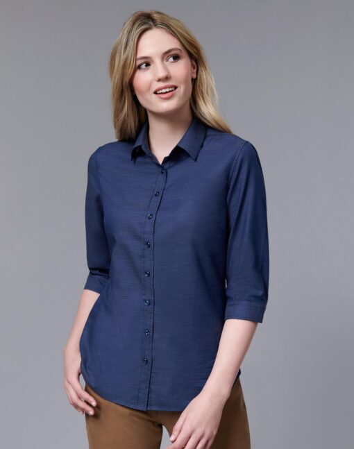 Ladies' Pin Dot Stretch 3/4 Sleeve Shirt