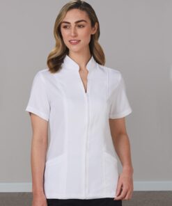 Women's Full Zip Front Short Sleeve Tunic