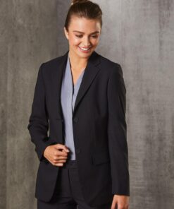 Women's Two Buttons Mid Length Jacket in Poly/Viscose Stretch