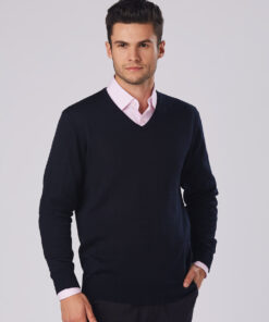 Men's 100% Merino Wool V Neck L/S Sweater