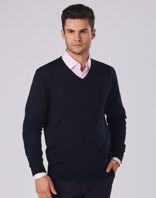 Men's 100% Merino Wool V Neck L/S Sweater