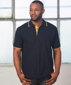 Mens S/L pique polo contrast