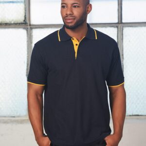 Mens S/L pique polo contrast