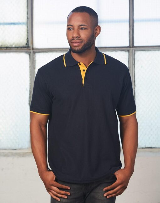 Mens S/L pique polo contrast