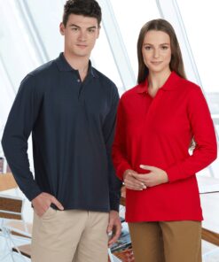 Adults' 240gsm Poly/Cotton Pique L/S Polo