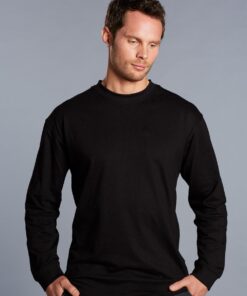 Men's cotton crew neck L/S tee