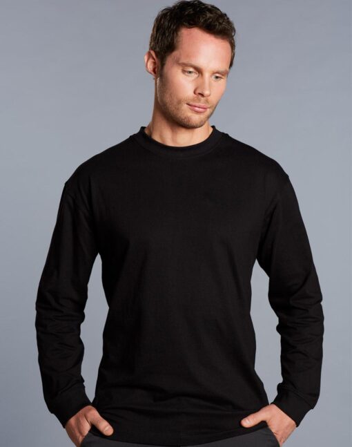 Men's cotton crew neck L/S tee