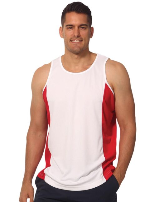 Men's cooldry contrast mesh singlet