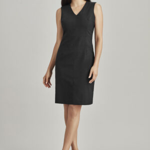 Womens Comfort Wool Stretch Sleeveless V-Neck Dress