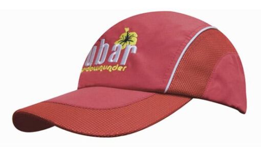 Spring Woven Fabric Cap with Mesh to Side Panels and Peak