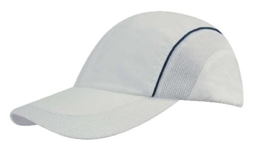 Spring Woven Fabric Cap with Mesh to Side Panels and Peak