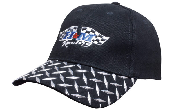 Brushed Heavy Cotton Cap with Checker Plate on Peak