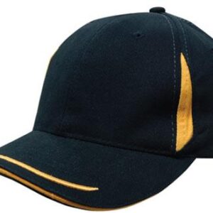 Brushed Heavy Cotton Cap with Crown Inserts, Peak Trim & Sandwich