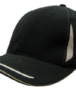 Brushed Heavy Cotton Cap with Crown Inserts, Peak Trim & Sandwich