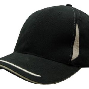 Brushed Heavy Cotton Cap with Crown Inserts, Peak Trim & Sandwich