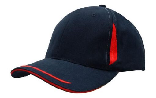 Brushed Heavy Cotton Cap with Crown Inserts, Peak Trim & Sandwich