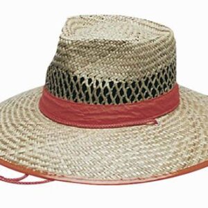 Natural Straw Hat Orange Trim