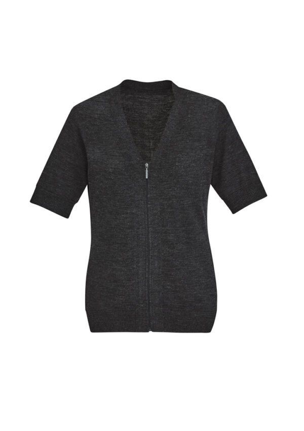 Womens Zip Front Short Sleeve Knit Cardigan