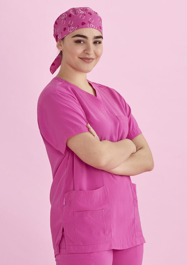 Unisex Pink Printed Scrub Cap