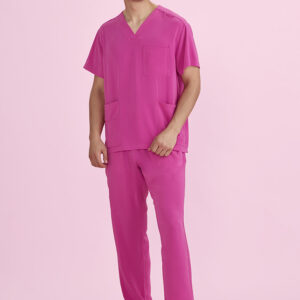 Unisex Pink V-Neck Scrub Pant