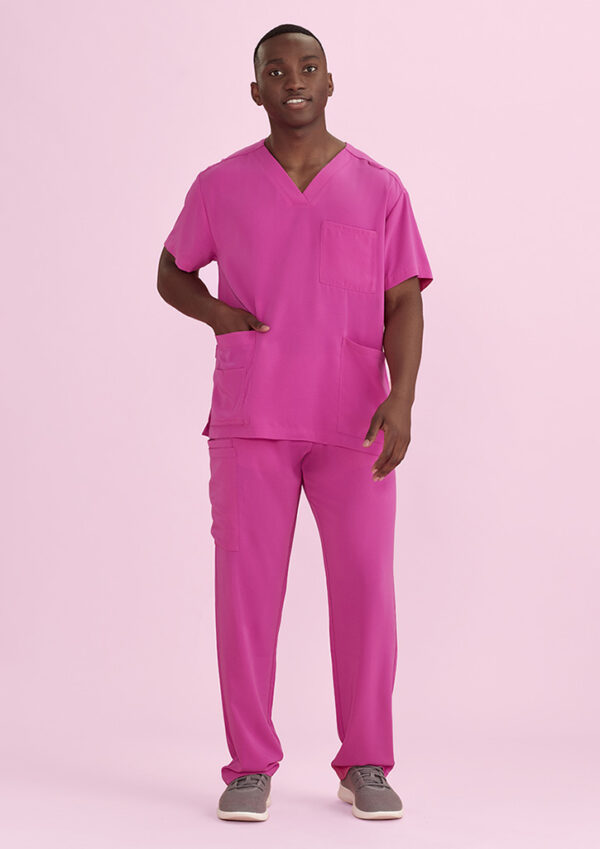 Unisex Pink V-Neck Scrub Pant