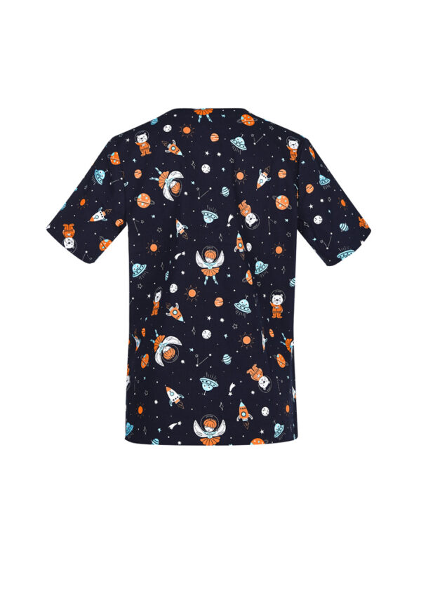 Womens Printed Space Party Scrub Top