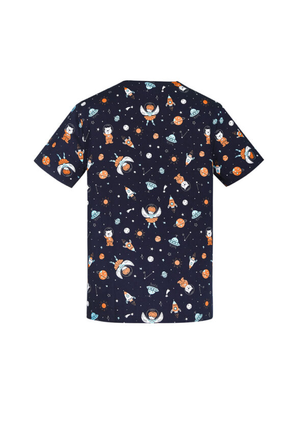 Mens Printed Space Party Scrub Top